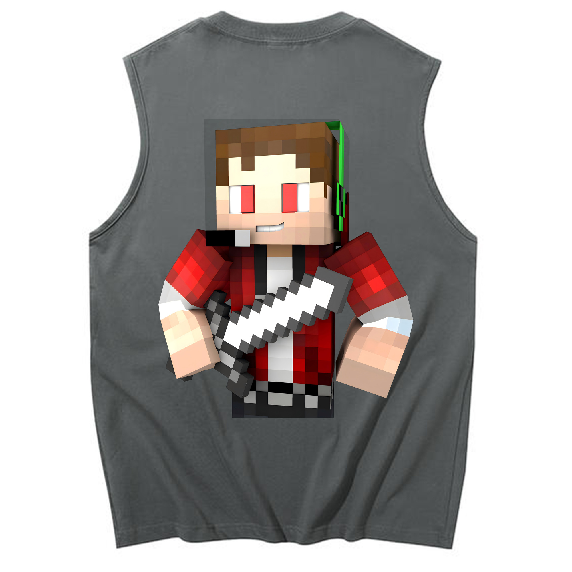（画像用） マインクラフト ブロックの世界 Minecraft MC Block world コットン100％タンクトップ（背面プリント）